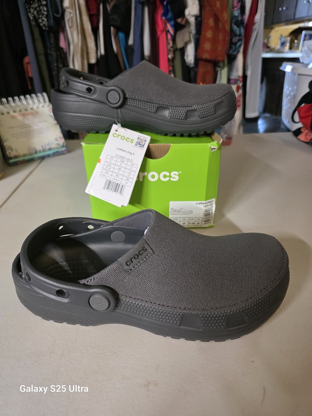 the Crocs Classic Crafted Clog in the Black Sand colorway.